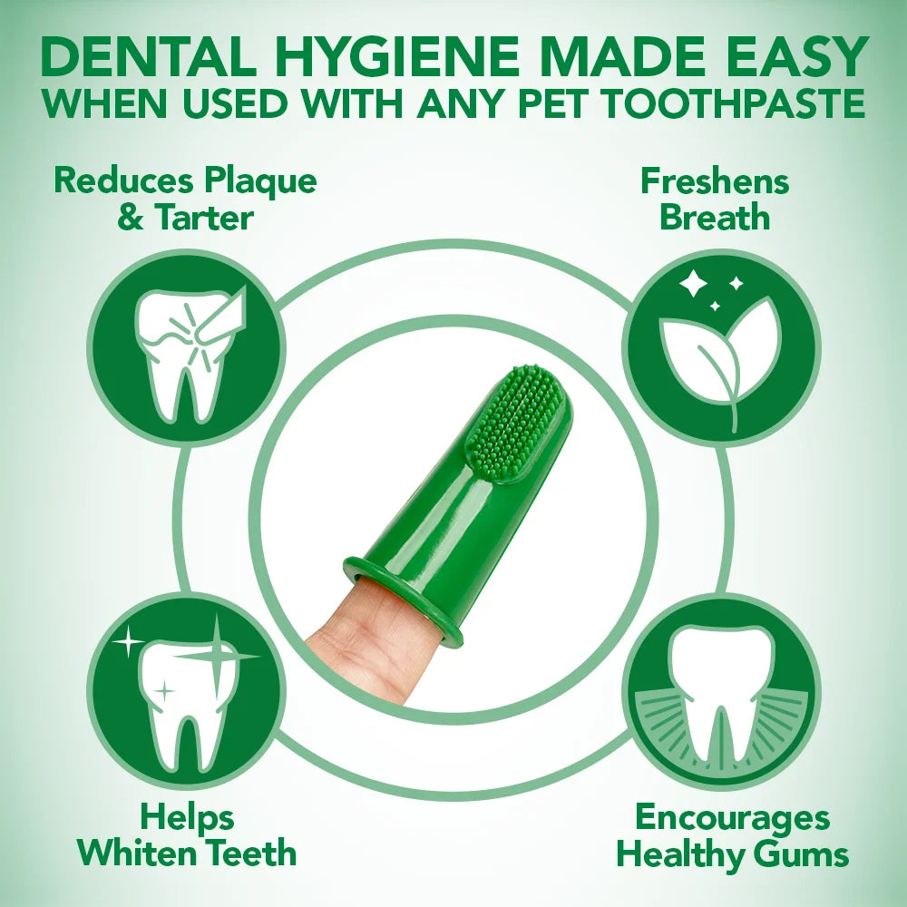 Dog Toothbrush - 10 Green Soft Finger Brushes per Pack -1.76 Oz.