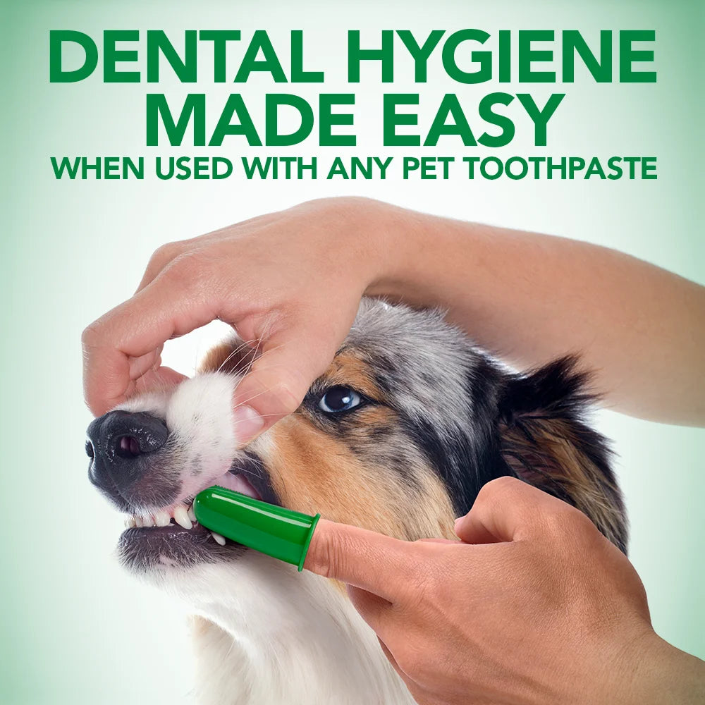 Dog Toothbrush - 10 Green Soft Finger Brushes per Pack -1.76 Oz.