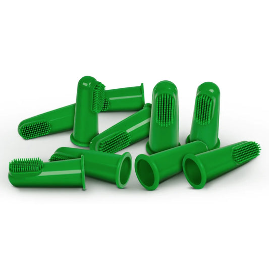 Dog Toothbrush - 10 Green Soft Finger Brushes per Pack -1.76 Oz.